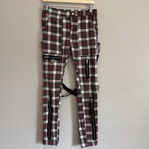 Urban Outfitters UO Plaid Bondage Punk Grunge Slim Pants Zippers Straps Small 3